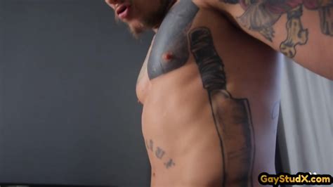 Gay Cuckold Bareback Sex By Tattooed Hunk While BF Watches