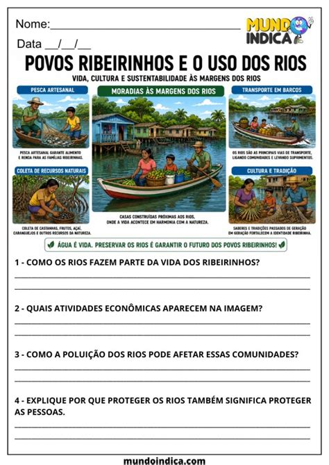 Povos Ribeirinhos Desenho - Atividades de Geografia sobre Povos e Comunidades Tradicionais para o ...