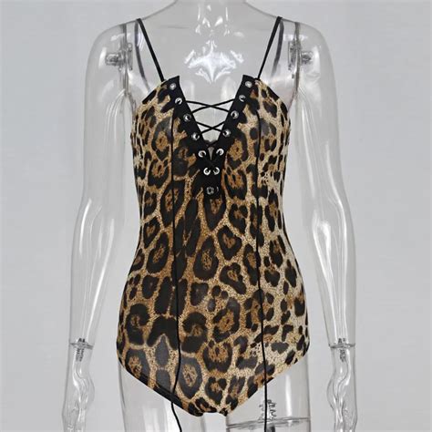 Uaang Women S Sexy Lingerie Hot Leopard Lace Bandage Sleeveless Bodysuit Nightwear Sleepwear