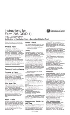 Fillable Online Instructions For Form 706 GS D 1 Rev Fax Email Print