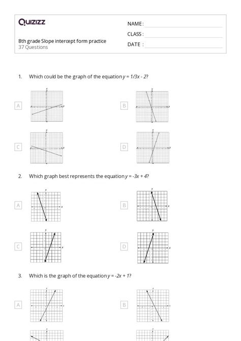 50 Slope Intercept Form Worksheets For 6th Grade On Quizizz Free And Printable