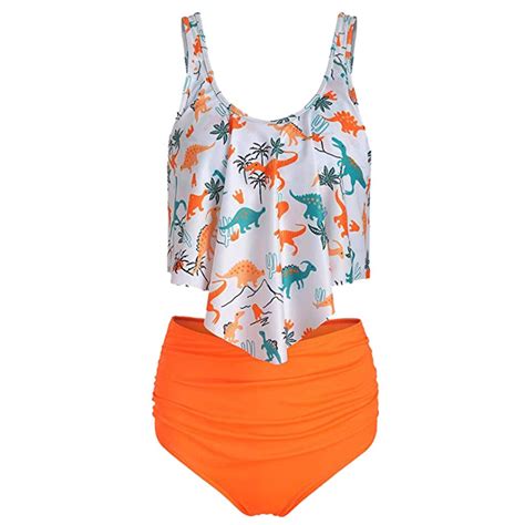 Women Bikini Set Swimsuit High Waist Dinosaur Prin Vicedeal