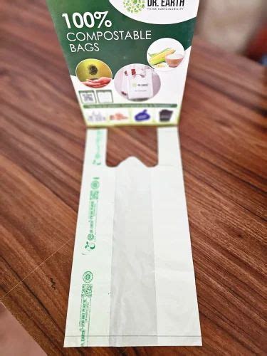 Without Handle Plain X Compostable White W C U Cut Carry Bag