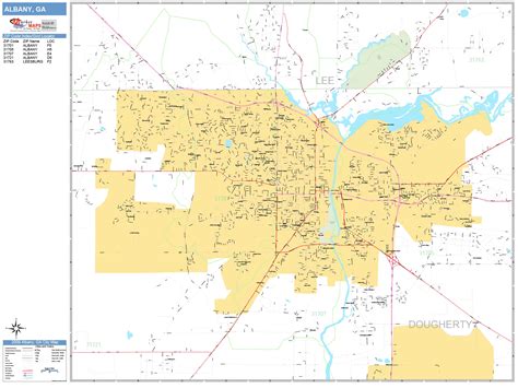 albany georgia wall map basic style  marketmaps mapsales