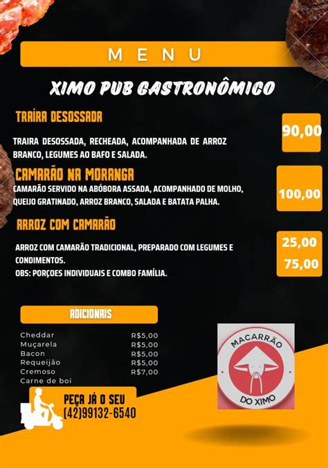 Menu em Ximo Pub Gastronômico Brasil