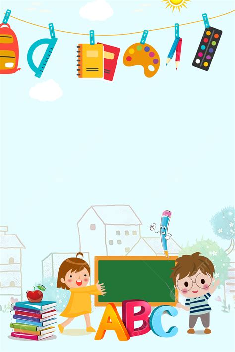 Blue Stationery Kindergarten Enrollment Background Wallpaper Image For Free Download - Pngtree