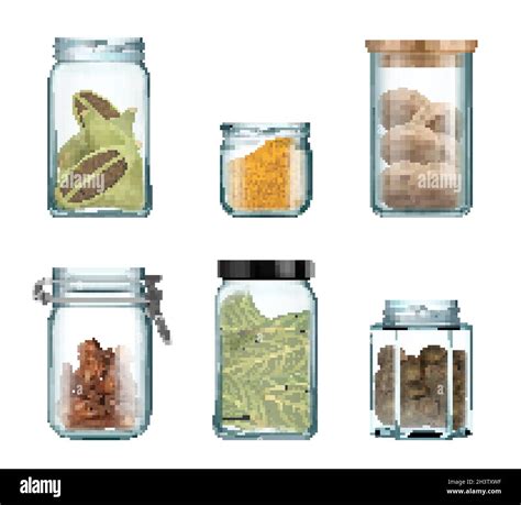 Kitchen Seasoning Spices In Glass Bottles And Jar Gourmet Herbs For