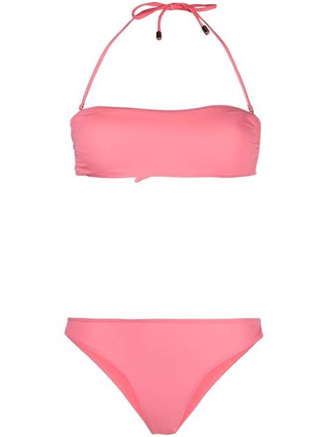 Manokhi Halterneck Bandeau Bikini Set Pink FARFETCH