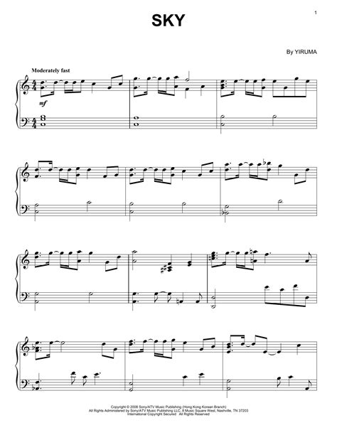 Sky By Yiruma Sheet Music For Piano Solo At Sheet Music Direct