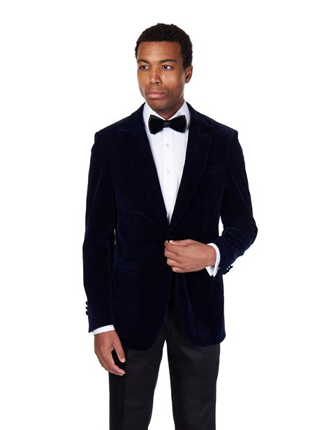 Mens Velvet Tuxedo Jacket Tailored Fit Dinner Wedding Peak Lapel Blazer