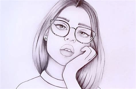 Drawings Of A Girl With Glasses