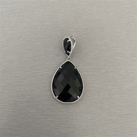 Effy Sterling Silver Large Tear Drop Onyx Pendant Gem