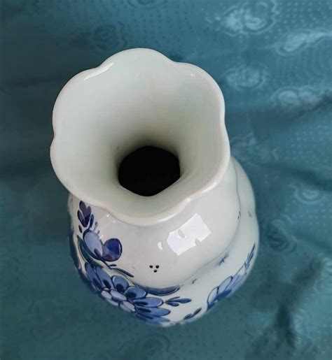 Delft Blue Hand Painted Vase Vintage Delft Blue Vase Retro Holland