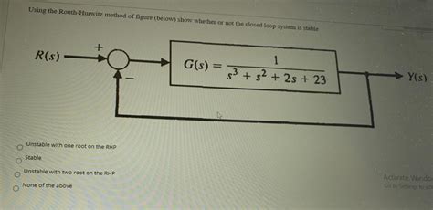 Solved Using The Routh Hurwitz Method Of Figure Below Show Chegg