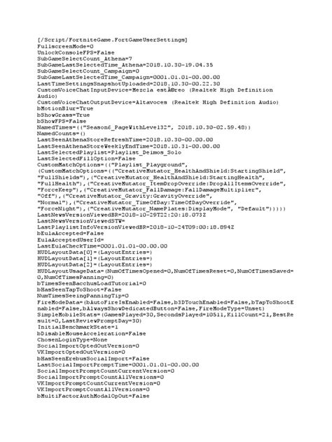 fortnite game user settings  preferences