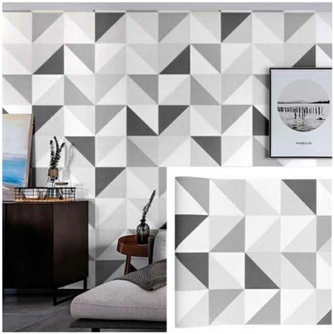 Wallpaper Dinding Ukuran 45cmx10m Segitiga Geometri DEKORASI Rumah