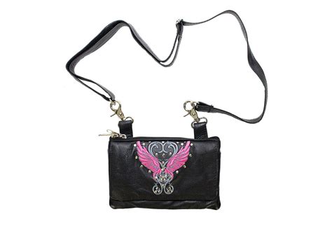 Studded Naked Cowhide Leather Belt Bag With Pink Wings Hudson Leather