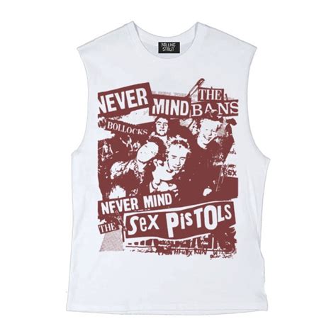 Jual Rollingstout Kaos Singlet Pria Sex Pistol Nevermind White