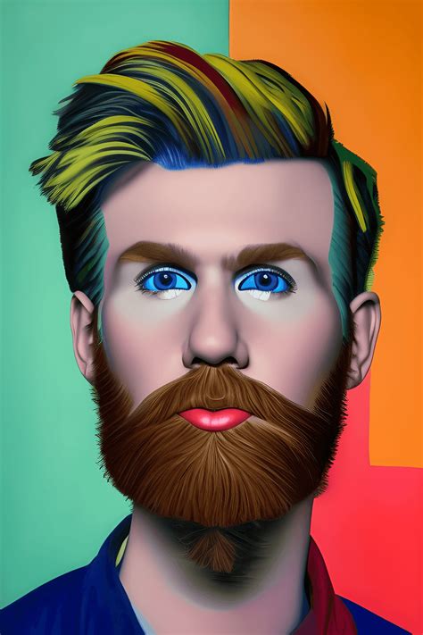 Peinture L Huile Hyper R Aliste D Un Homme Gay Barbu Masculin Moderne Creative Fabrica