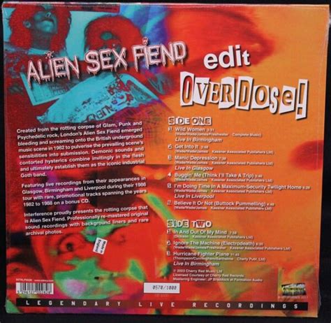 Alien Sex Fiendedit Overdose Vinyl Lp Limited Edition Numbered Colored Incrudes