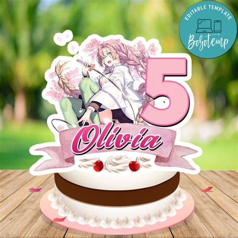 Mitsuri Birthday Cake Topper Template Printable | Bobotemp