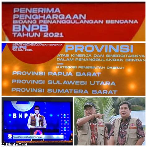 Terbaik Di Indonesia Sulut Raih Penghargaan Dari BNPB Dalam Sinergitas