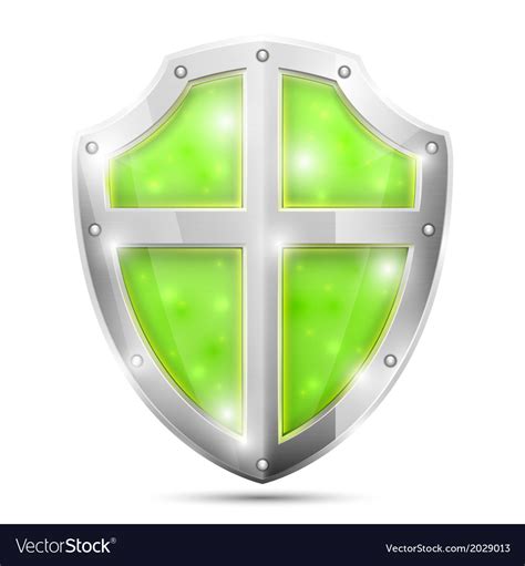 Glossy Magic Green Shield Icon Royalty Free Vector Image