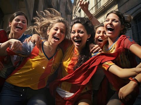 Premium Ai Image Spanish Team Celebrating After Winning The Final