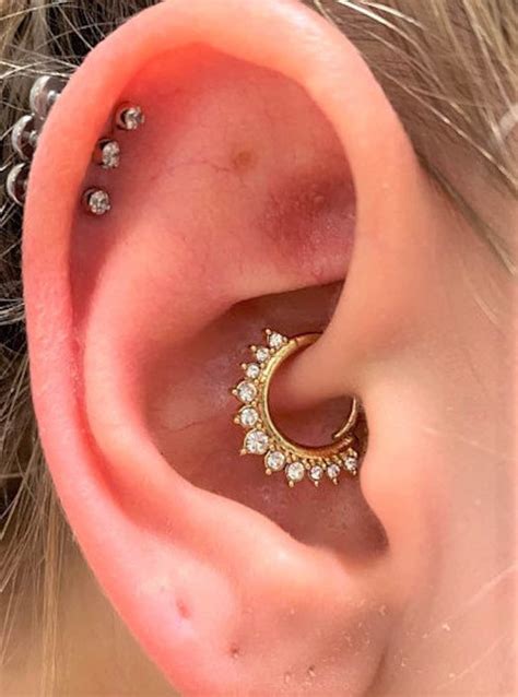 Golden Daith Piercing Brilliant Cz S Bendable Ring G Mm Inside