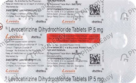 Levosiz 5 Mg Tablet 15 Uses Side Effects Price And Dosage Pharmeasy