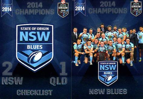 2014 State Of Origin Series Champions Checklist And Celebration Card Diggaz Trading Cards