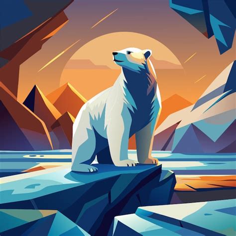 Polar bear perched on ice or rocks vector polar bears can stand on