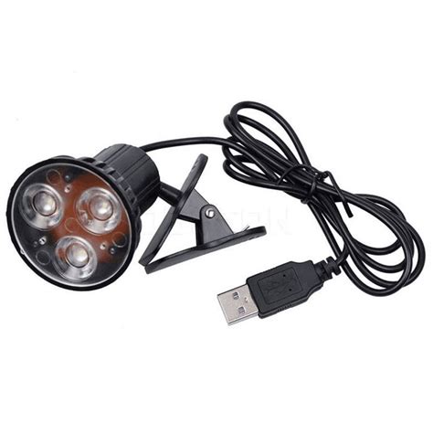 Super Bright 3 Led Clip On Usb Night Light Reading Lamp Laptop Pc Black