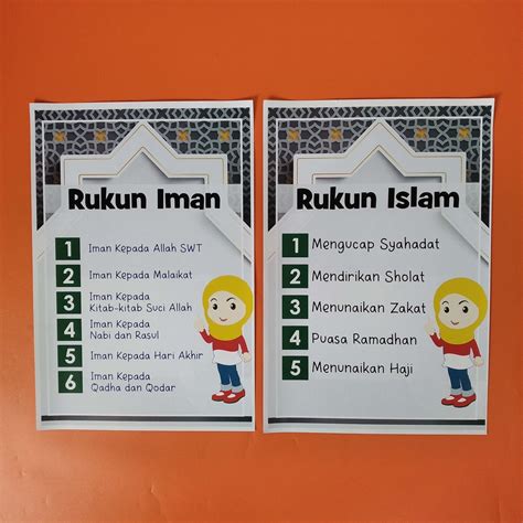 Jual Poster Rukun Islam dan Iman - Poster Islami - Poster Sekolah | Shopee Indonesia