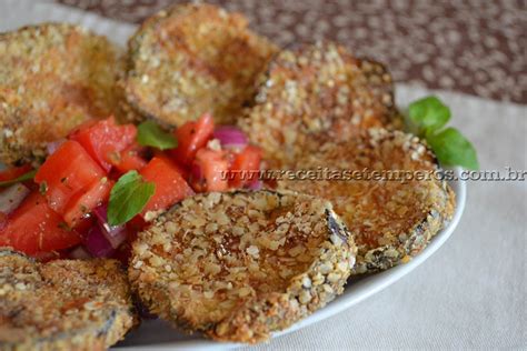 Receita de Berinjela à milanesa no forno Receitas e Temperos