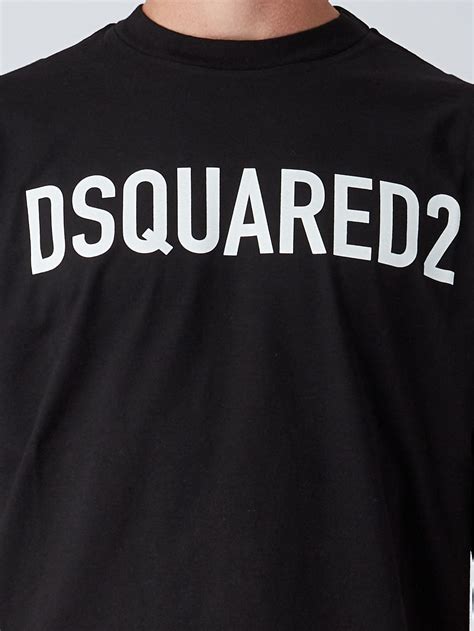 T Shirt Uomo Dsquared2 In Cotone Con Logo A Contrasto Nero Caposerio