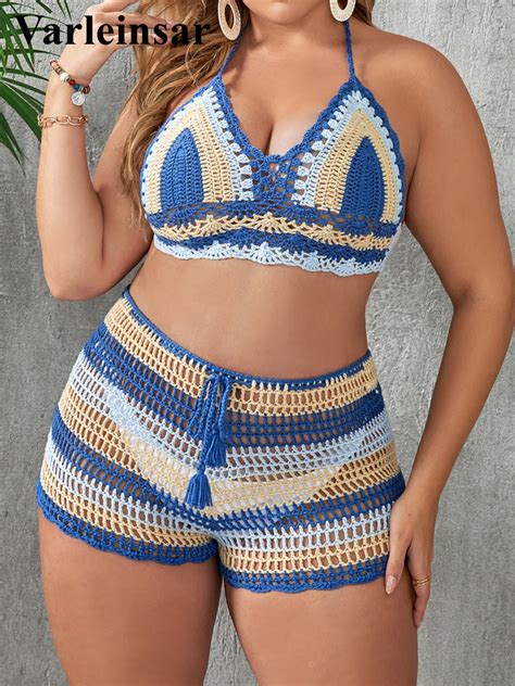 0XL 3XL Halter Bikini Large Size Swimwear Plus Size Women Swimsuit Female Two Pieces Bikini Set