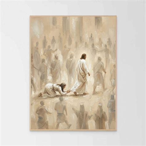 Jesus And The Bleeding Woman Christian Wall Art Jesus With Woman