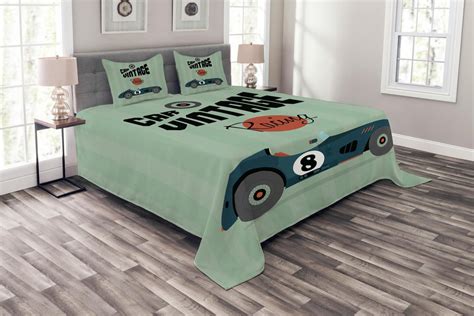 Cars Bedspread Set Queen Size Classical Vintage Car Poster Racing