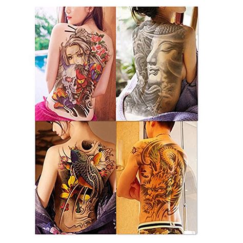 Nuolux 4 Sheets Extra Large Back Sexy Temporary Tattoos Sticker For Men Women