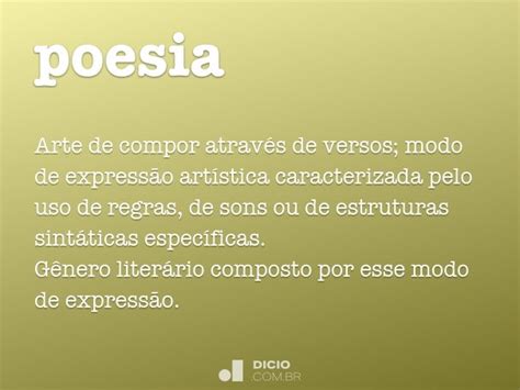 O Que É Uma Poesia - Poesia - Dicio, Dicionário Online de Português