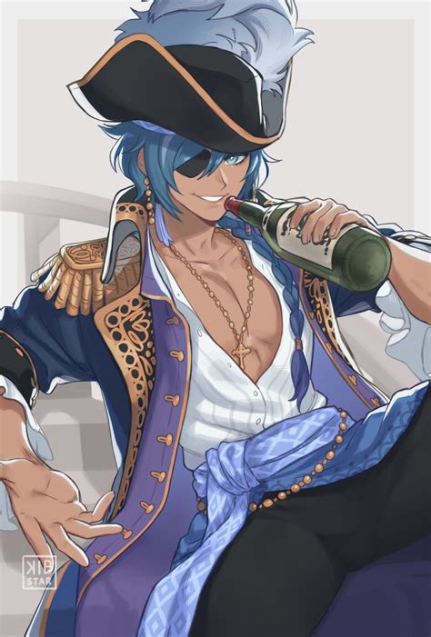 Safebooru 1boy Absurdres Blue Eyes Blue Hair Bottle Dark Skinned Male