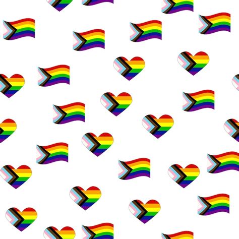 Patr N Sin Costuras Con Nueva Bandera Lgbt Corazones Texto Flor Y Bandera Orgullo Gay Mes Del