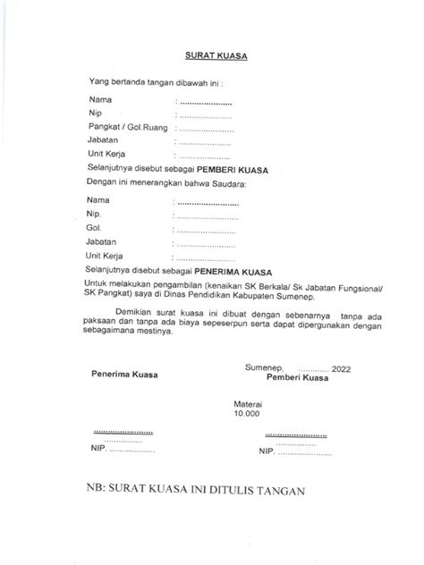 Contoh Surat Kuasa Pdf