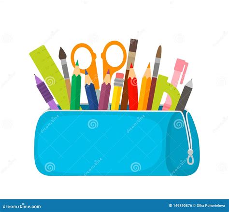 Bright School Pencil Case With Filling School Stationery Such As Pens