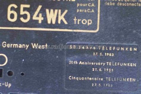 654WK/trop Bakelit Radio Telefunken Deutschland TFK, Gesellschaft für ...