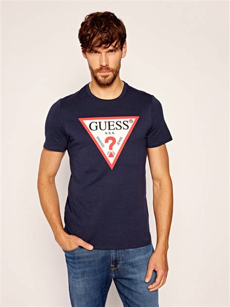 Guess T Shirt Cn Ss Original Logo Tee M Yi I Z Granatowy Slim Fit