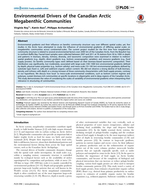 PDF Environmental Drivers Of The Canadian Arctic Megabenthic Communities