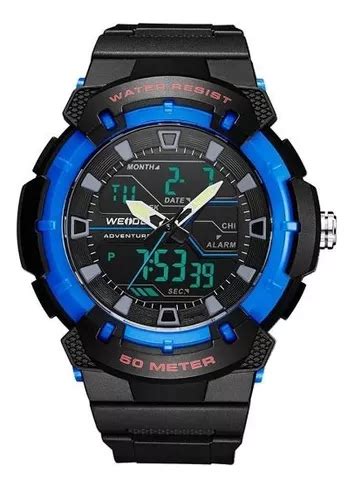 Reloj Weide Anadigi Wa J Para Hombre Bisel Negro Y Azul Color