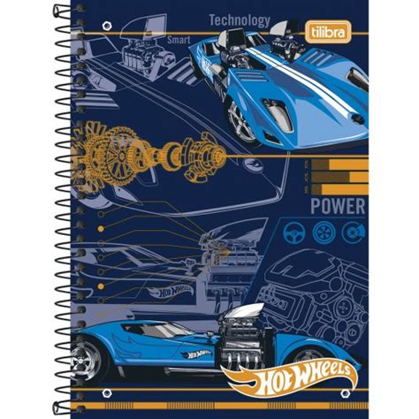 Caderno Espiral Capa Dura 1 4 Hot Wheels 96 Folhas Pacote 5 Unidades Sortido